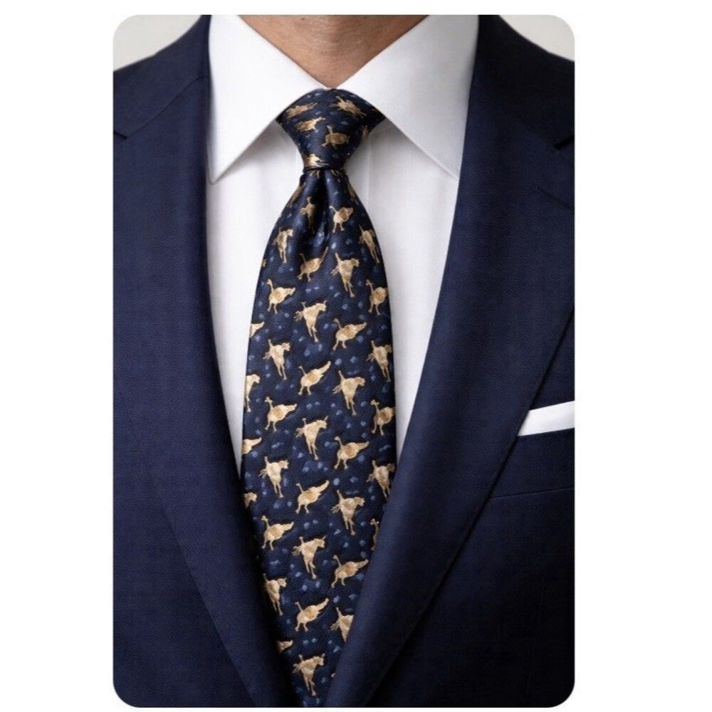 Salvatore Ferragamo Tie Pegasus Horse Navy Classic Work Business Professional